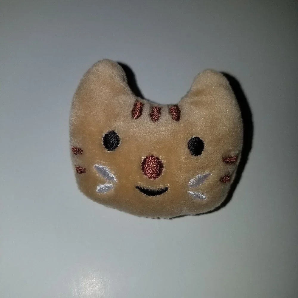 Kitty Cat Girl Child Jewelry Lot Tan Plush Pin Pink Plastic Necklace Burlap Bag